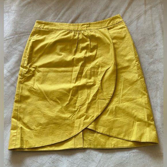 Edme and esyllte Yellow Jacquard Floral Pattern Zippered Skirt - Picture 2 of 8